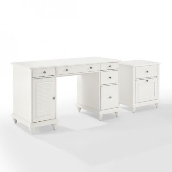 Palmetto 2Pc Computer Desk W/File Cabinet White - Desk & File Cabinet