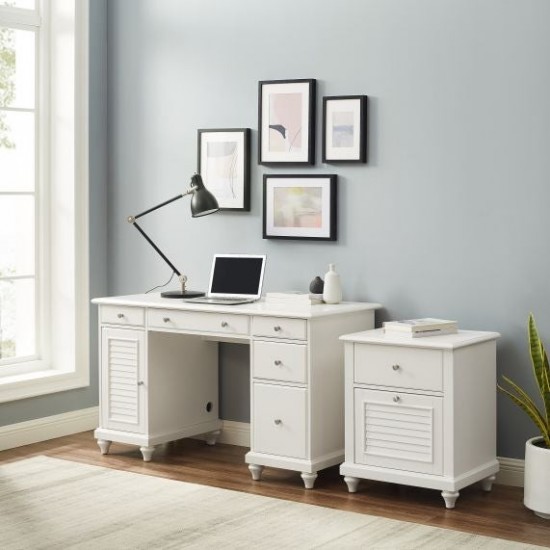 Palmetto 2Pc Computer Desk W/File Cabinet White - Desk & File Cabinet