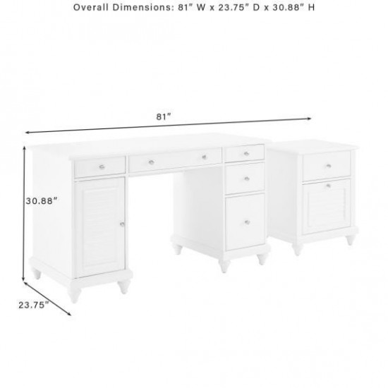 Palmetto 2Pc Computer Desk W/File Cabinet White - Desk & File Cabinet