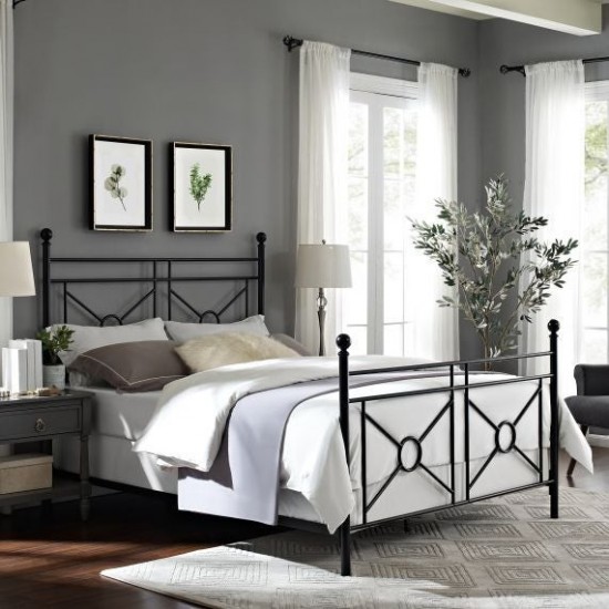 Montgomery King Bed Black - Headboard, Footboard, Finials, Rails