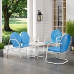 Griffith 4Pc Outdoor Metal Conversation Set Sky Blue Gloss