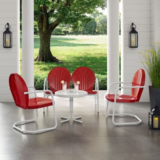 Griffith 4Pc Outdoor Metal Conversation Set Bright Red Gloss