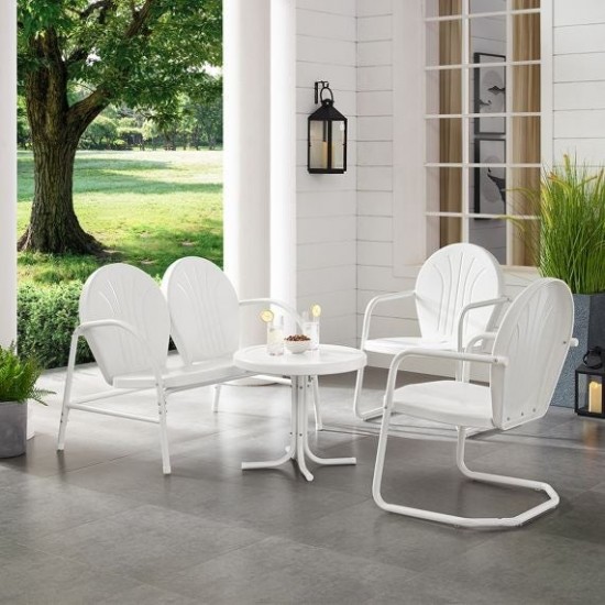 Griffith 4Pc Outdoor Metal Conversation Set White Gloss