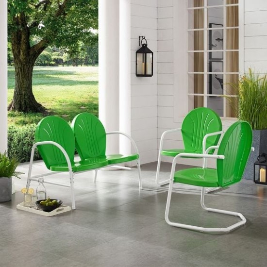 Griffith 3Pc Outdoor Metal Conversation Set- Loveseat (2 Chairs)