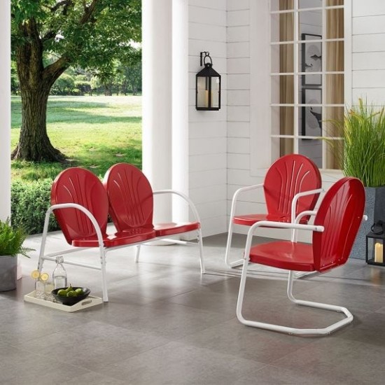 Griffith 3Pc Outdoor Metal Conversation Set- Loveseat, 2 Chairs