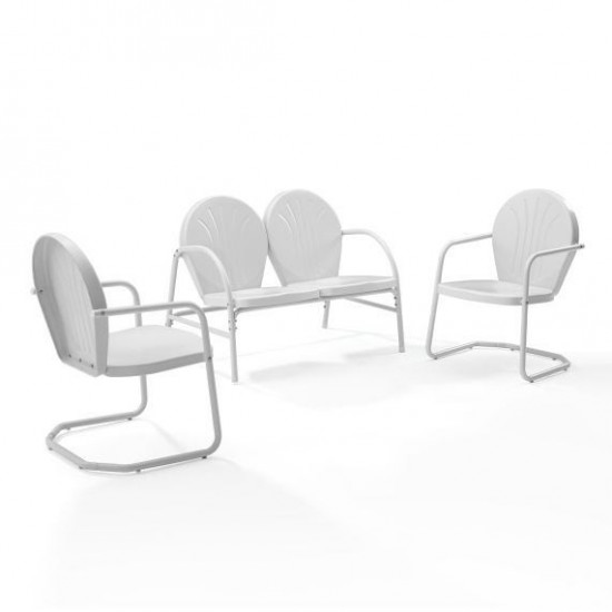 Griffith 3Pc Outdoor Metal Conversation Set White Gloss - Loveseat, 2 Chairs