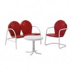 Griffith 3Pc Outdoor Metal Conversation Set Bright Red Gloss/White Satin