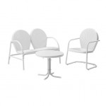 Griffith 3Pc Outdoor Metal Conversation Set White Gloss/White Satin