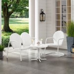 Griffith 3Pc Outdoor Metal Conversation Set White Gloss/White Satin