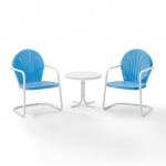 Griffith 3Pc Outdoor Metal Armchair Set Sky Blue Gloss