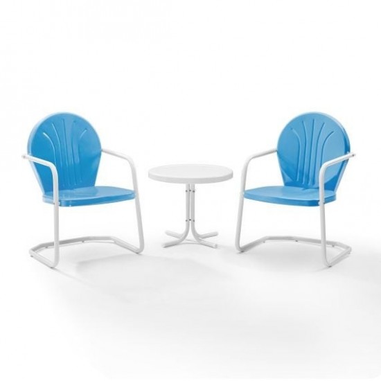 Griffith 3Pc Outdoor Metal Armchair Set Sky Blue Gloss