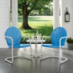 Griffith 3Pc Outdoor Metal Armchair Set Sky Blue Gloss