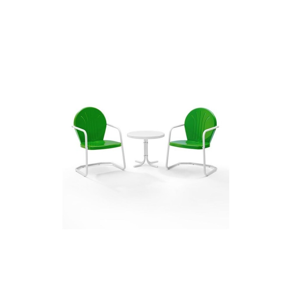 Griffith 3Pc Outdoor Metal Armchair Set Kelly Green Gloss Griffith 3Pc Outdoor Metal Armchair Set Kelly Green Gloss