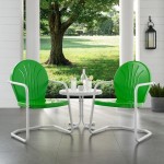 Griffith 3Pc Outdoor Metal Armchair Set Kelly Green Gloss