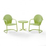 Griffith 3Pc Outdoor Metal Armchair Set Key Lime Gloss - Side Table & 2 Chairs