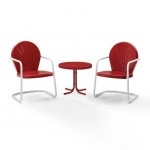 Griffith 3Pc Outdoor Metal Armchair Set Bright Red Gloss - Side Table & 2 Chairs