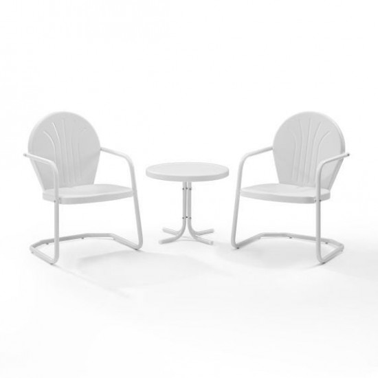 Griffith 3Pc Outdoor Metal Armchair Set White Gloss