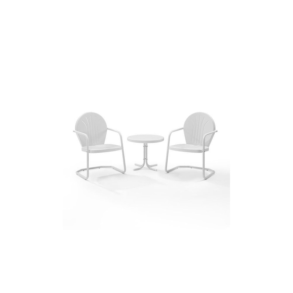 Griffith 3Pc Outdoor Metal Armchair Set White Gloss