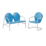 Griffith 2Pc Outdoor Metal Conversation Set Sky Blue Gloss - Loveseat & Chair