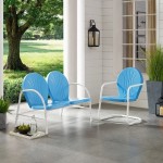 Griffith 2Pc Outdoor Metal Conversation Set Sky Blue Gloss - Loveseat & Chair