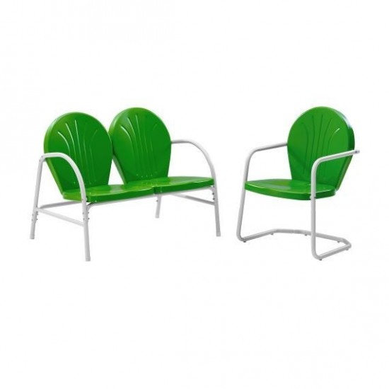 Griffith 2Pc Outdoor Metal Conversation Set Kelly Green Gloss - Loveseat & Chair