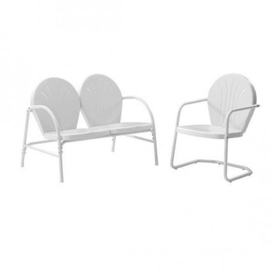 Griffith 2Pc Outdoor Metal Conversation Set White Gloss - Loveseat & Chair