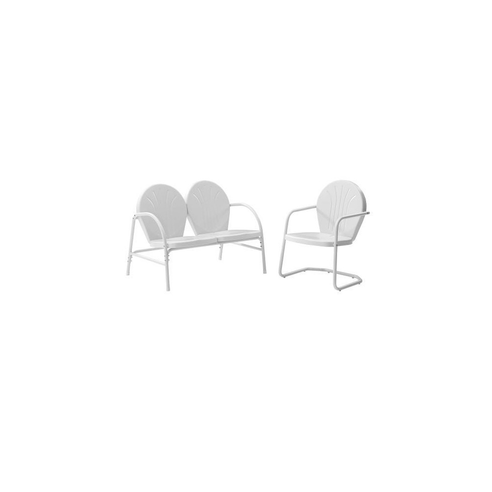 Griffith 2Pc Outdoor Metal Conversation Set White Gloss - Loveseat & Chair Griffith 2Pc Outdoor Metal Conversation Set White Gloss - Loveseat & Chair