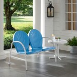 Griffith 2Pc Outdoor Metal Conversation Set Sky Blue Gloss/White Satin