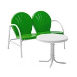 Griffith 2Pc Outdoor Metal Conversation Set Kelly Green Gloss/White Satin