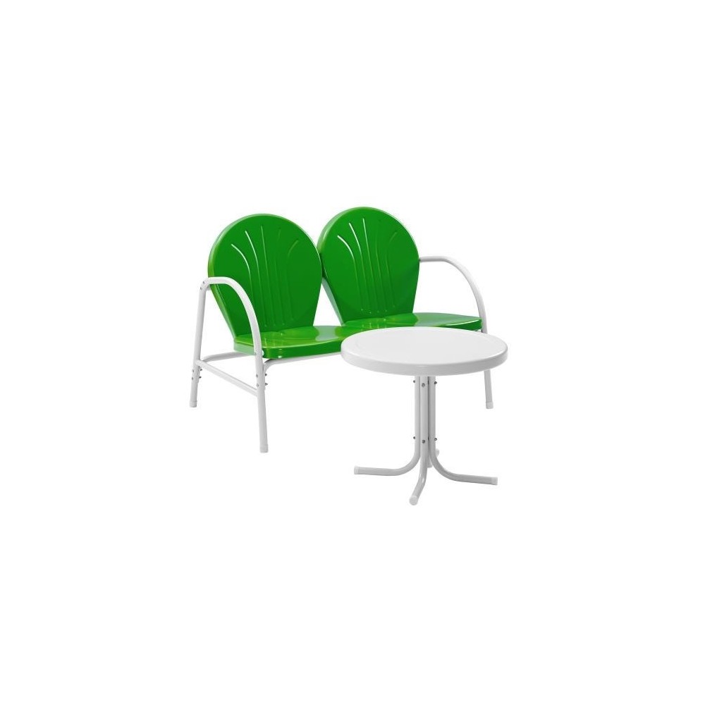 Griffith 2Pc Outdoor Metal Conversation Set Kelly Green Gloss/White Satin