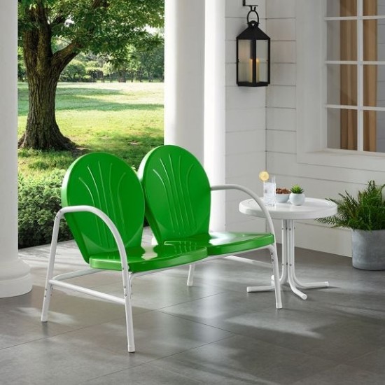 Griffith 2Pc Outdoor Metal Conversation Set Kelly Green Gloss/White Satin