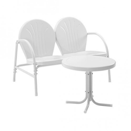 Griffith 2Pc Outdoor Metal Conversation Set White Gloss/White Satin