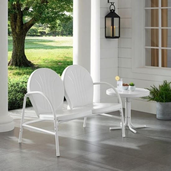 Griffith 2Pc Outdoor Metal Conversation Set White Gloss/White Satin