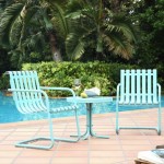 Gracie 3Pc Outdoor Metal Armchair Set Blue - Side Table & 2 Chairs