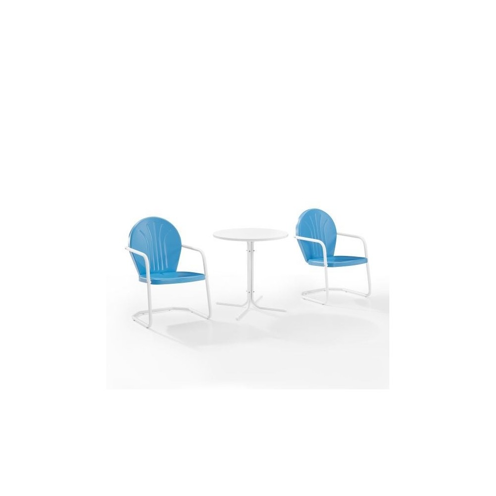 Griffith 3Pc Outdoor Metal Bistro Set Sky Blue Gloss Griffith 3Pc Outdoor Metal Bistro Set Sky Blue Gloss