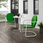 Griffith 3Pc Outdoor Metal Bistro Set Kelly Green Gloss