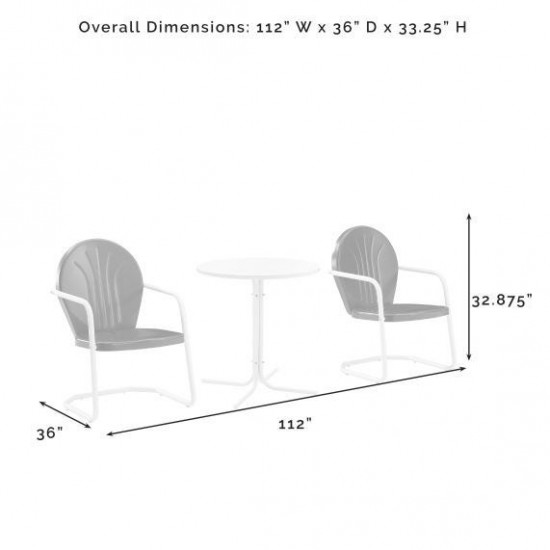 Griffith 3Pc Outdoor Metal Bistro Set White Gloss