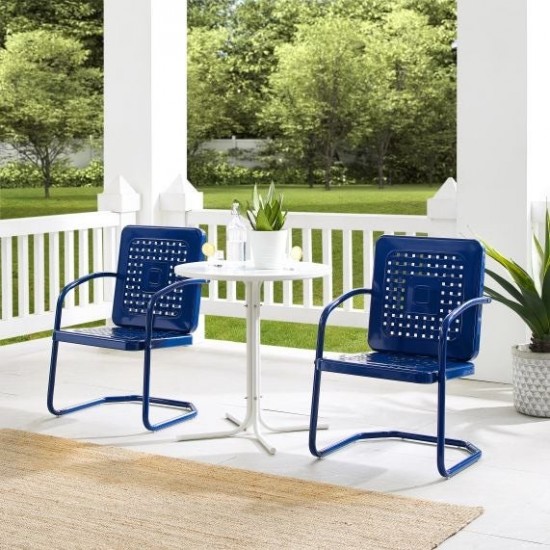 Bates 3Pc Outdoor Metal Bistro Set Navy Gloss