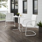 Bates 3Pc Outdoor Metal Bistro Set White Gloss