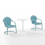 Tulip 3Pc Outdoor Metal Bistro Set Pastel Blue Satin