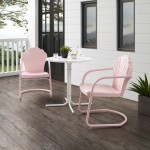 Tulip 3Pc Outdoor Metal Bistro Set Pastel Pink Gloss