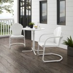 Tulip 3Pc Outdoor Metal Bistro Set White Satin - Bistro Table & 2 Chairs