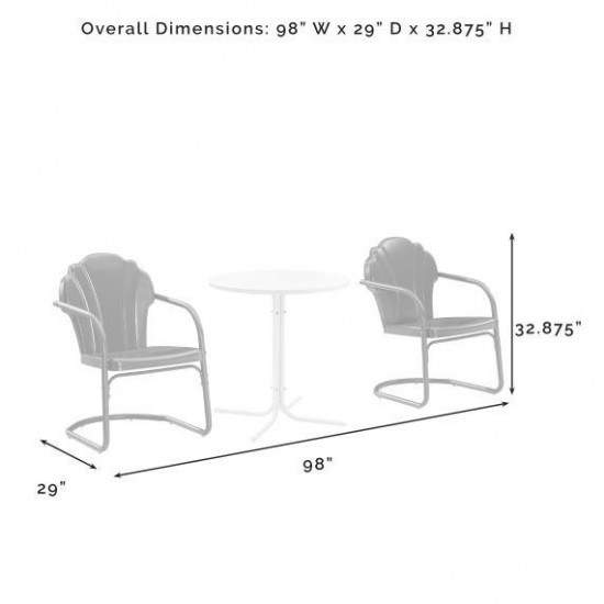 Tulip 3Pc Outdoor Metal Bistro Set White Satin - Bistro Table & 2 Chairs