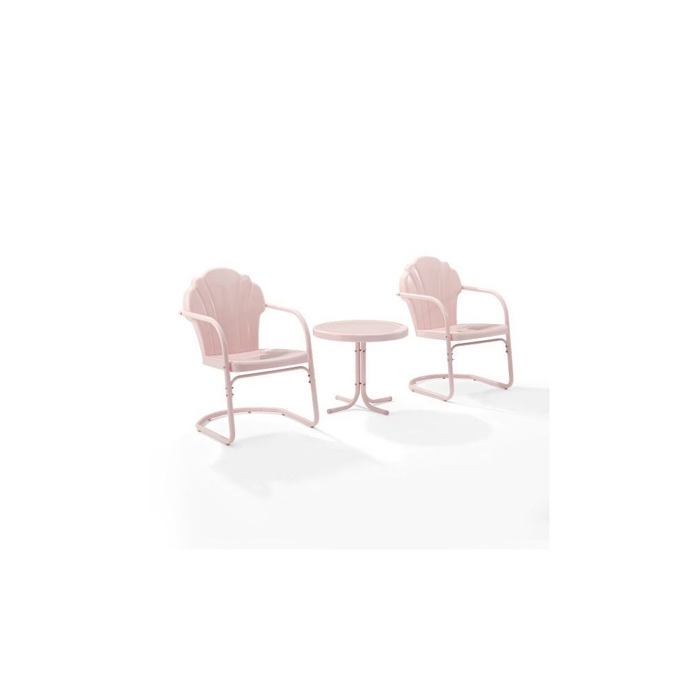Tulip 3Pc Outdoor Metal Armchair Set Pink - Side Table & 2 Chairs Tulip 3Pc Outdoor Metal Armchair Set Pink - Side Table & 2 Chairs