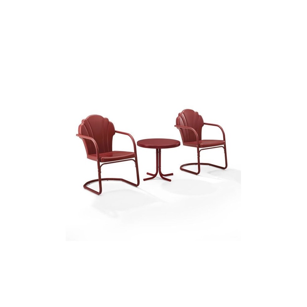 Tulip 3Pc Outdoor Metal Armchair Set Red - Side Table & 2 Chairs Tulip 3Pc Outdoor Metal Armchair Set Red - Side Table & 2 Chairs