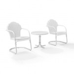 Tulip 3Pc Outdoor Metal Armchair Set White - Side Table & 2 Chairs