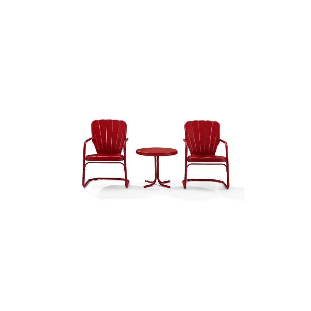 Ridgeland 3Pc Outdoor Metal Armchair Set Red - Side Table & 2 Chairs Ridgeland 3Pc Outdoor Metal Armchair Set Red - Side Table & 2 Chairs