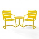 Brighton 3Pc Outdoor Metal Armchair Set Yellow - Side Table & 2 Chairs