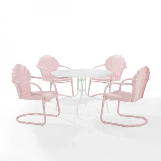 Tulip 5Pc Outdoor Metal Dining Set Pastel Pink Gloss