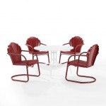 Tulip 5Pc Outdoor Metal Dining Set Dark Red Satin